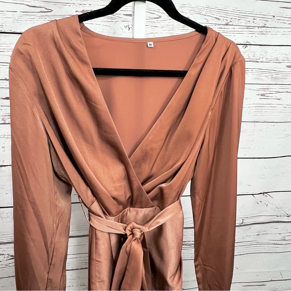 Women's Wrap Dress Tulip Skirt in Rose/Tan Medium - Picture 3 of 8